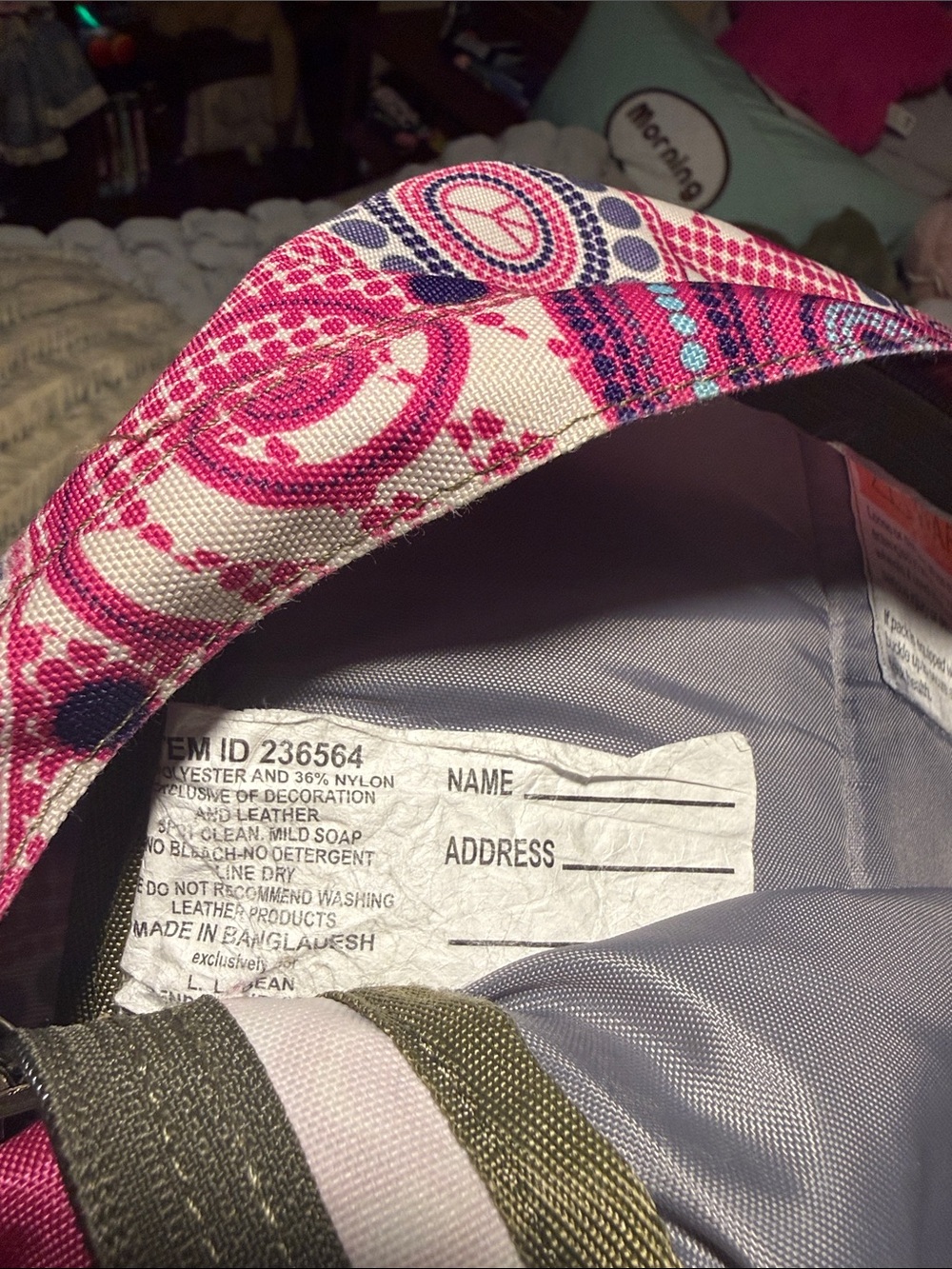 L.L.Bean Pink Peace Sign Backpack - Picture 9 of 9